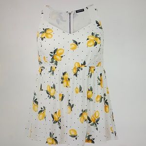 Torrid White Dotted Lemons Challis Babydoll Cami